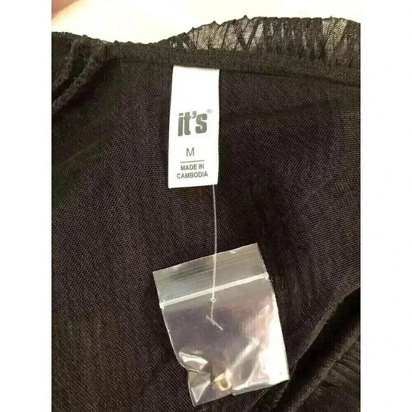 It’s Fashion Medium Black Ruffled Sheer Crop Top Button Front Sleeveless NWT - Picture 5 of 6